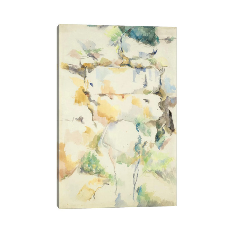 Rochers Pres Des Grottes Au-Dessus De Chateau Noir (Rochers A Bibemus) 1895-1900 by Paul Cezanne - Wrapped Canvas Painting
