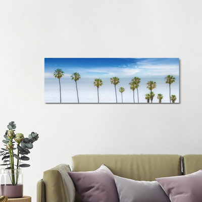 Lovely Palm Trees at the Ocean 1 Piece Wrapped Canvas Panoramic Wall Art