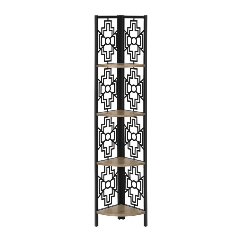 Zaira 4 Tier 62"H Bookcase, Taupe