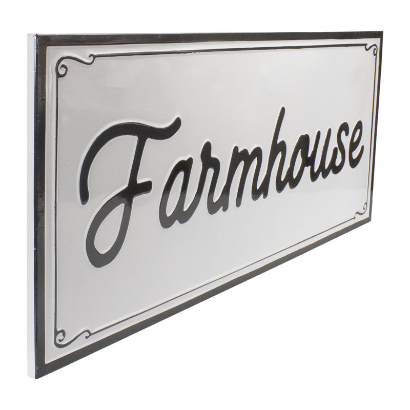 36" Black and White Metal Farmhouse Wall Sign Decor