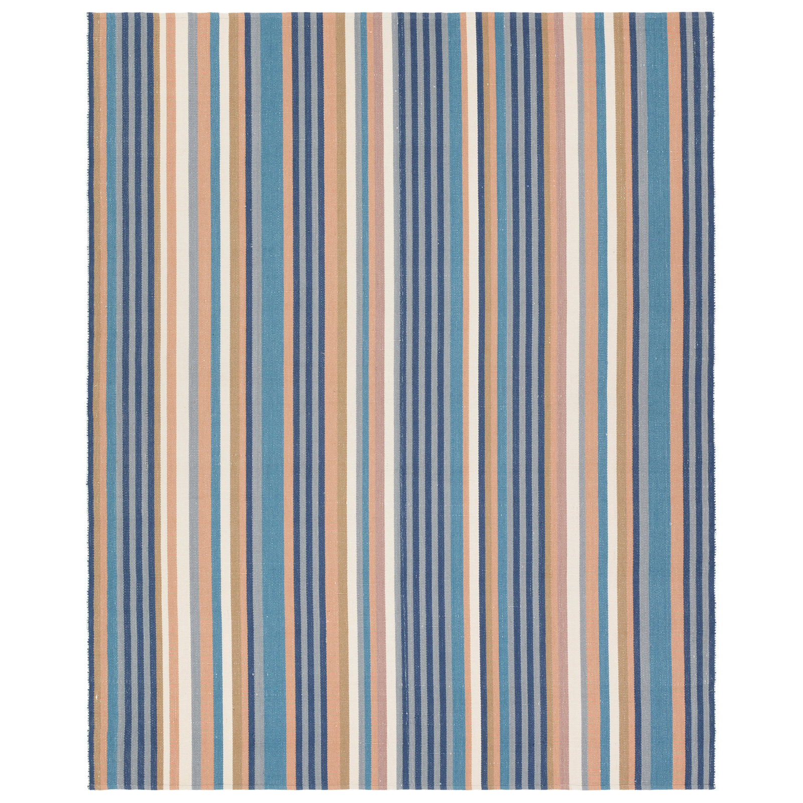 Edeline Blue Cream Gray Hand-Woven Striped Rug, Runner 3' x 8'