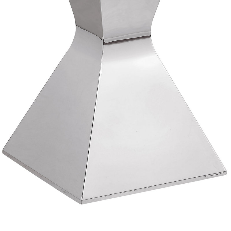 Table de bout latérale Tani, plateau en verre trempé, base en forme de sablier chromé 24 po