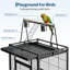 Cage à oiseaux 69 "avec support roulant, cage à oiseau spacieuse avec tablette de rangement, y compris plateau amovible, perchoir et 2 bols, volière pour perruches et inséparable