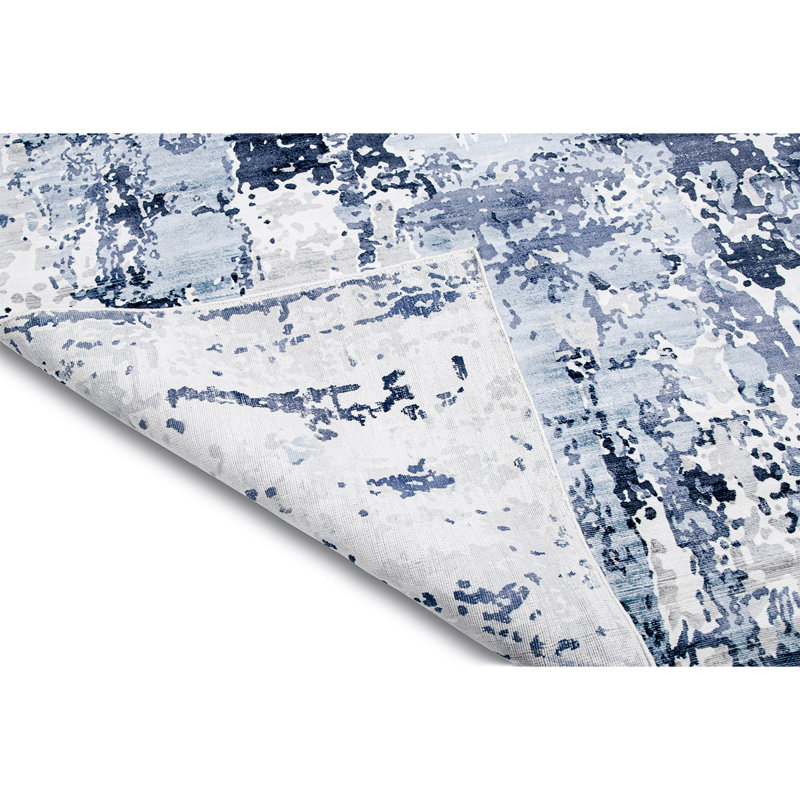 Abstract Area Rug in Blue, Rectangle 10' x 14'