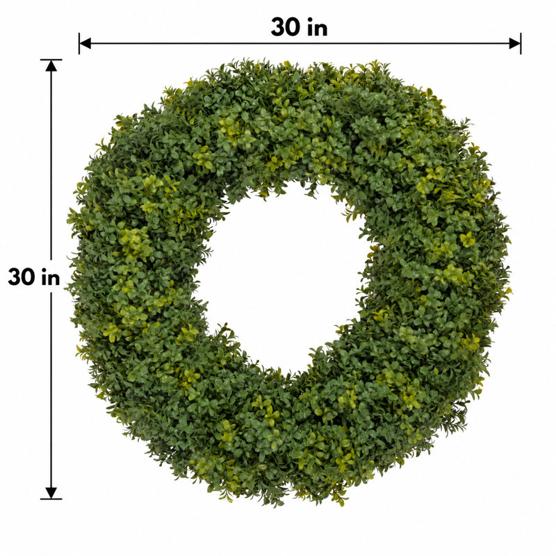 Evergreen 30" Artificial Boxwood Wreath for Indoor & Outdoor All-Season Decor
