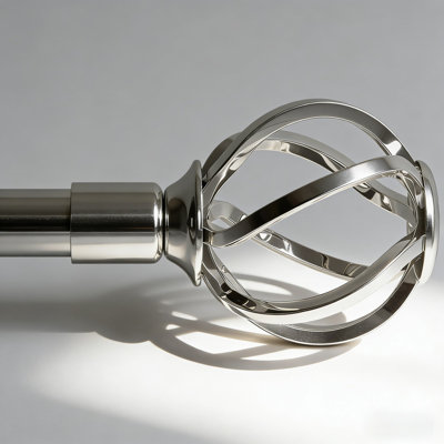 Ensemble de tringle à rideaux réglable robuste avec embouts de cage torsadée, tringle à rideaux décorative de 5/8 po de diamètre pour le salon, argent