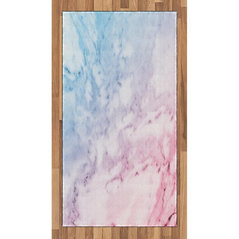 Marble Print High Density Long Fiber Poly Threads Decorative Area Rug Carpet, Rectangle 2'7" x 5'