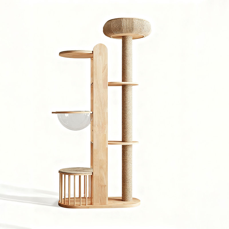 74.8" Brown Standard Solid Wood Cat Tree