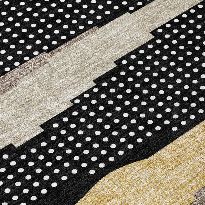Machine Washable Indoor/Outdoor Chantille ACN2761 Modern Rug, 1'8" x 2'6", Black