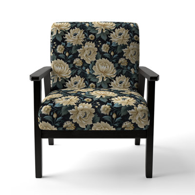 Fauteuil d'apparence éclectique et rembourré en velours Flower Damask Breeze