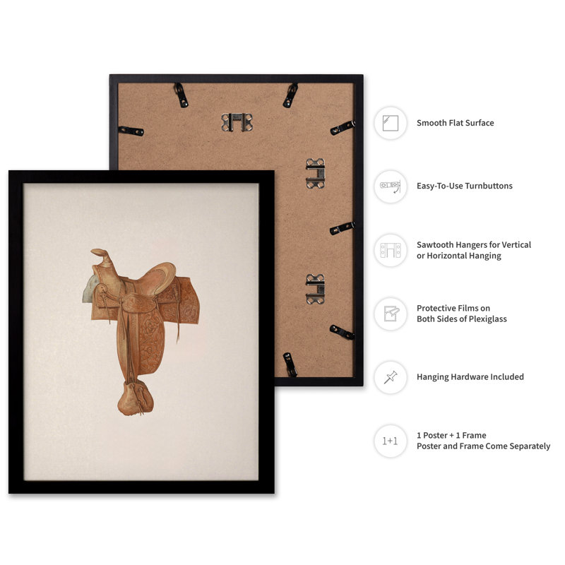 Selle de cheval No10, 08"H x 10"W, Poster, Black Framed