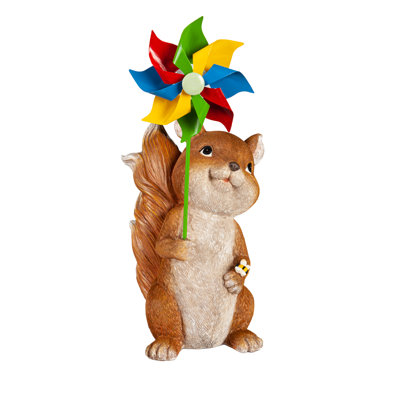 Statue de jardin Oktaha Squirrel avec un moulinet