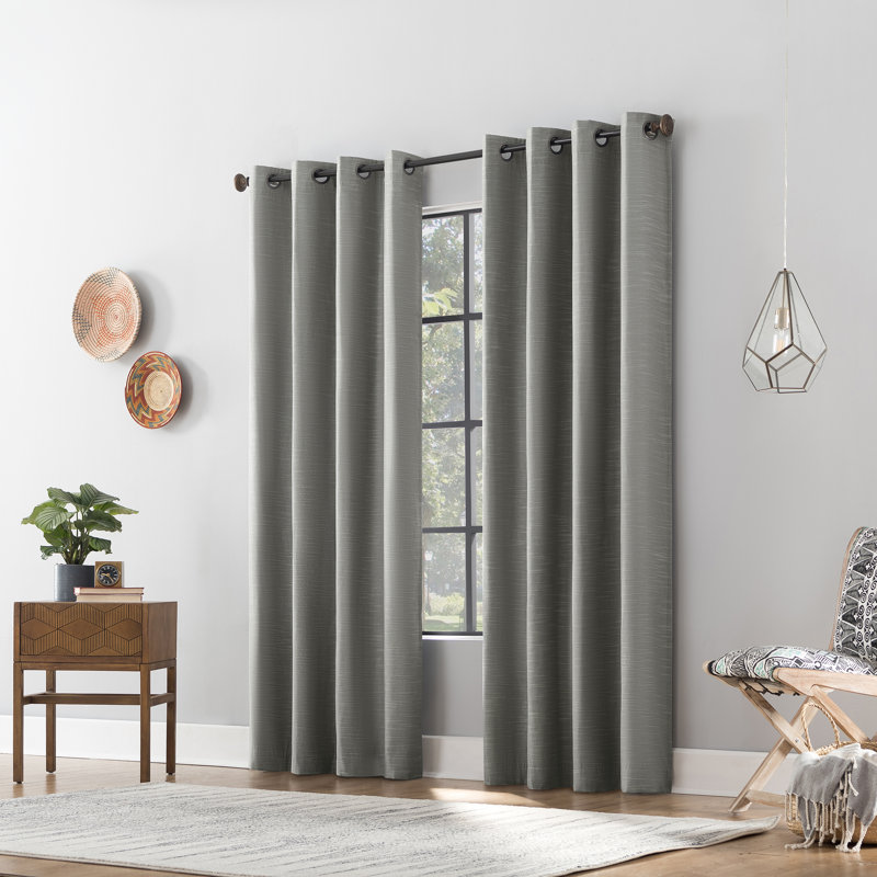 Panneau de rideau occultant avec œillets Attiya, gris, L 50 po x L 84 po