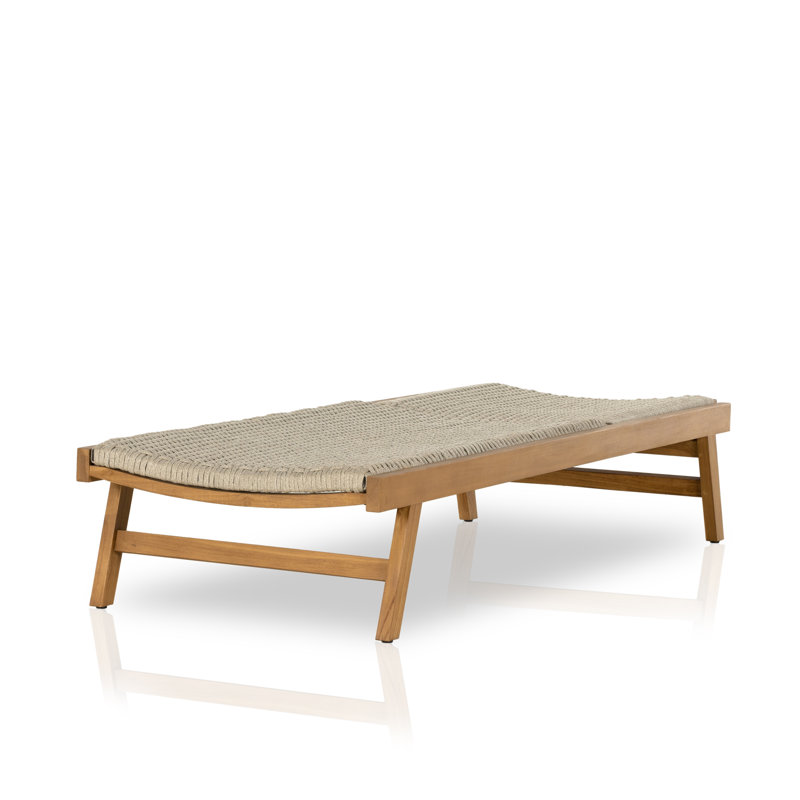 Neecy Outdoor Teak Wood Chaise Lounge, Natural Teak/Brown