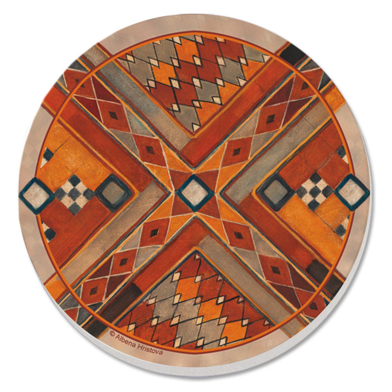 Southwest Pattern III 4-Pack Round Absorbent Stone Coasters