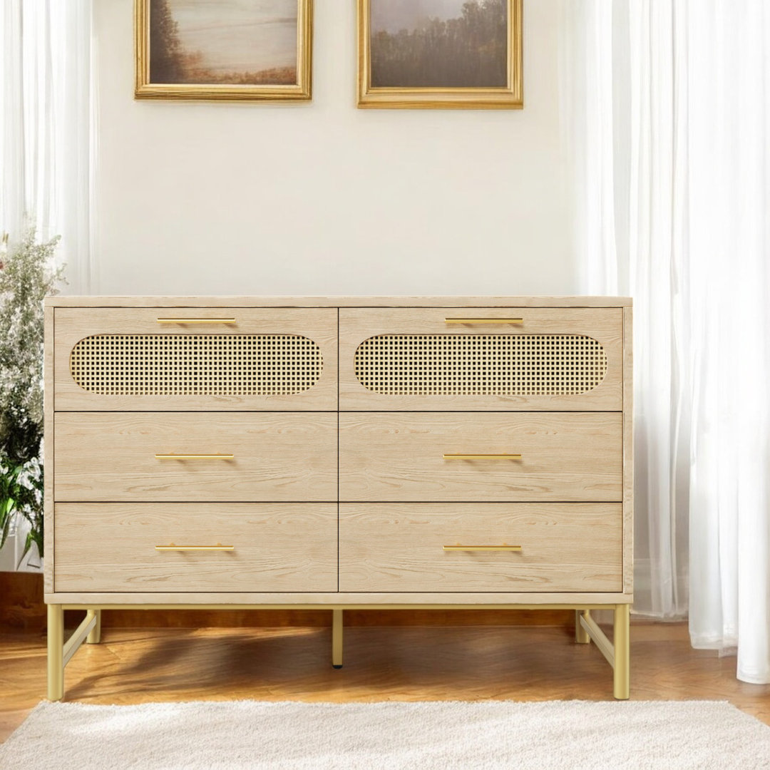 Apogee Black Sideboard With Chest Of Drawers And Storage Space, Golden Handles