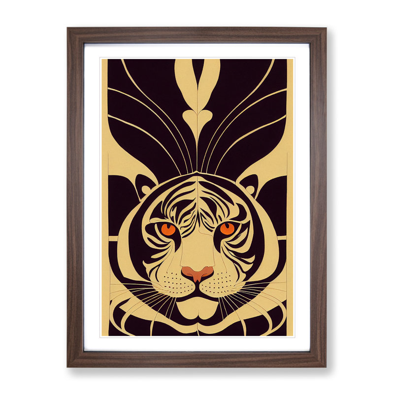 Tiger Deco - Framed Print, Walnut Framed, 34cm H x 25cm W x 2cm D