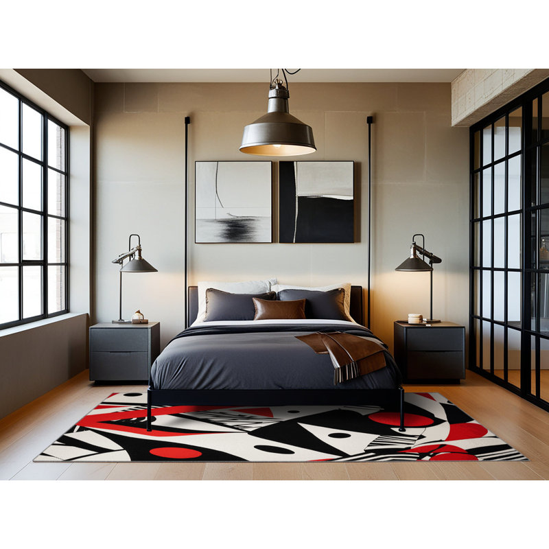Cerise Wave Rug, Square 7'