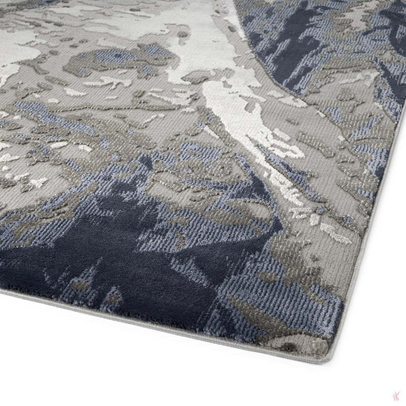 Tapis rectangulaire décontracté, contemporain, moderne, abstrait, texturé, à poils longs de 9 pi 3 po x 12 pi