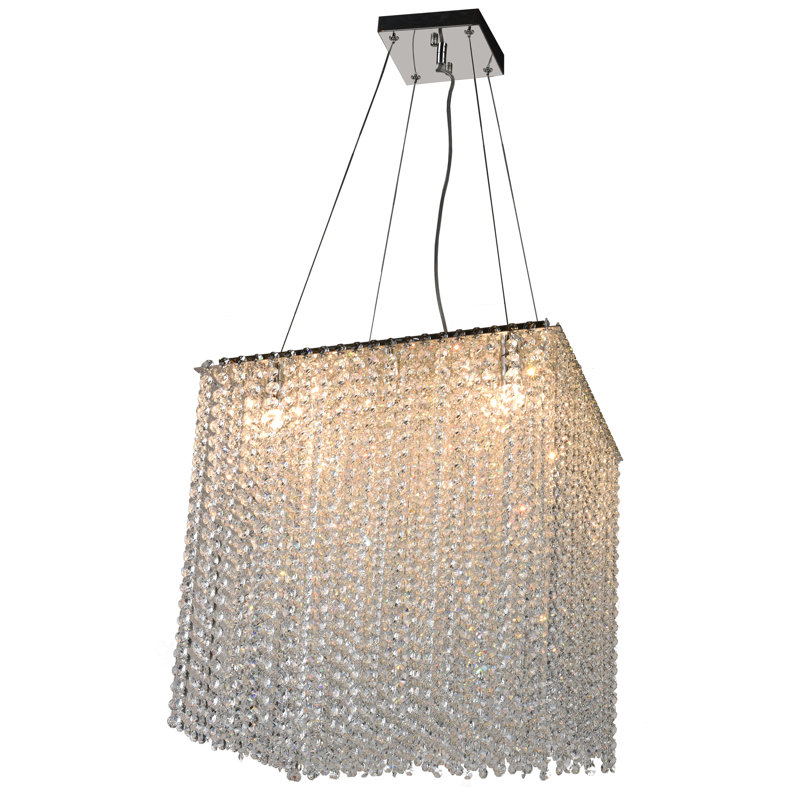 9-Light Chrome Chandelier With Clear Crystals
