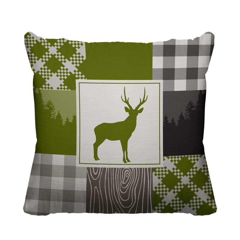 Coussin intérieur / extérieur Range Trees Cabin, 19 po x 19 po, Chartreuse, Carré