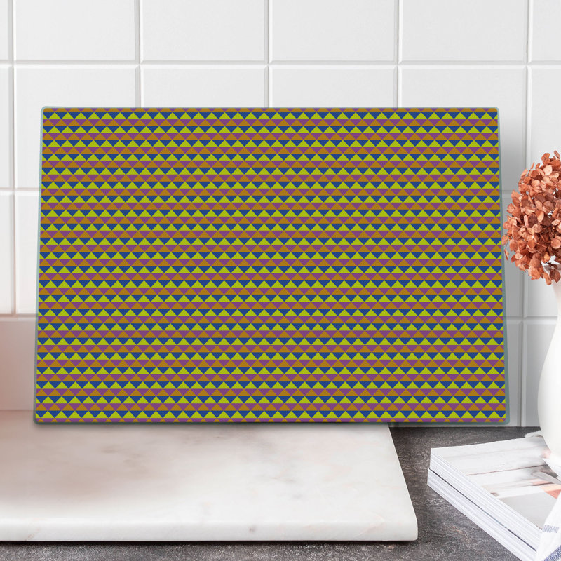 Ambesonne Geometric Cutting Board Large Size Vibrant Triangles Yellow Blue