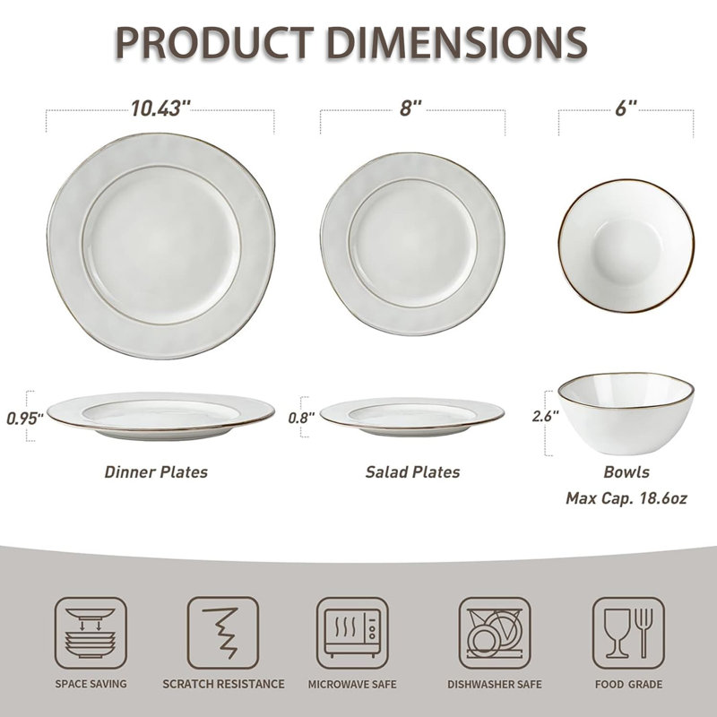Saimir 12 Piece Stoneware Dinnerware Set - Service for 4