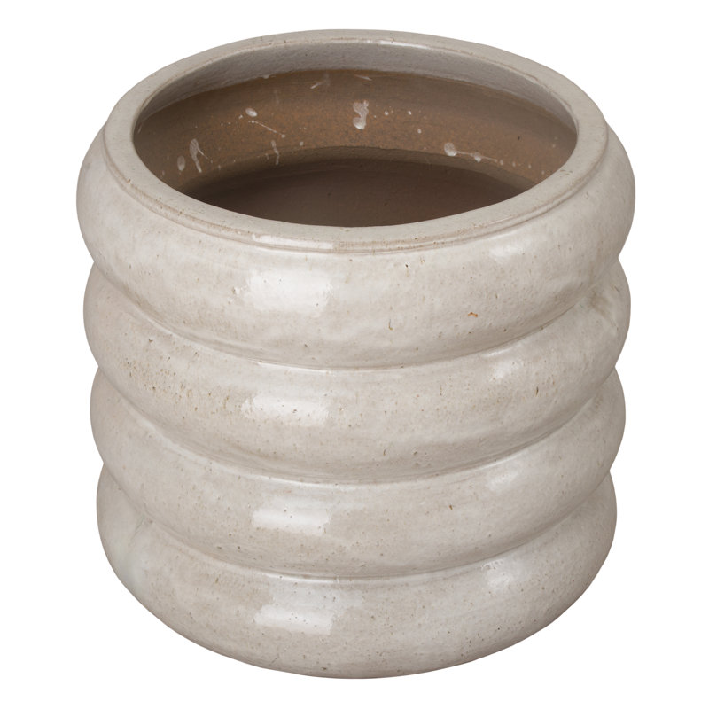 Pot de fleurs en céramique Cannet, Blanc, H 22 po x l 23 po x P 23 po