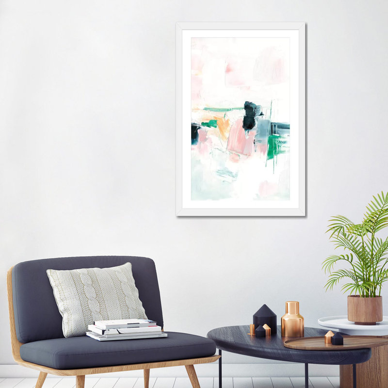 Reproduction d’art, "dispersion Light I" par Ethan Harper, H 32 po x l 24 po x P 1 po, Papier encadré de bois naturel, Blanc