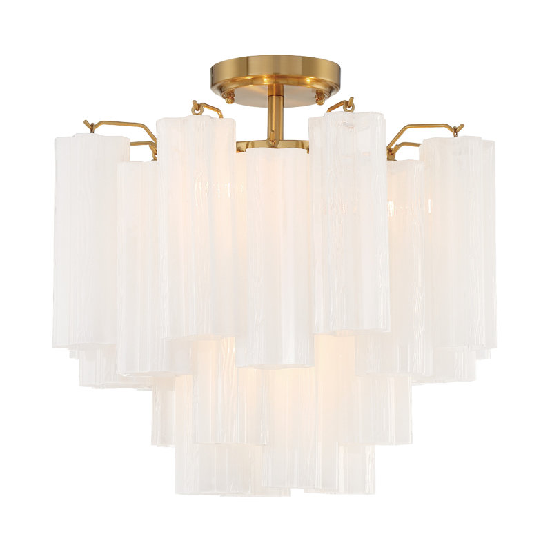 Dalpat Glass Semi Flush Mount, Aged Brass