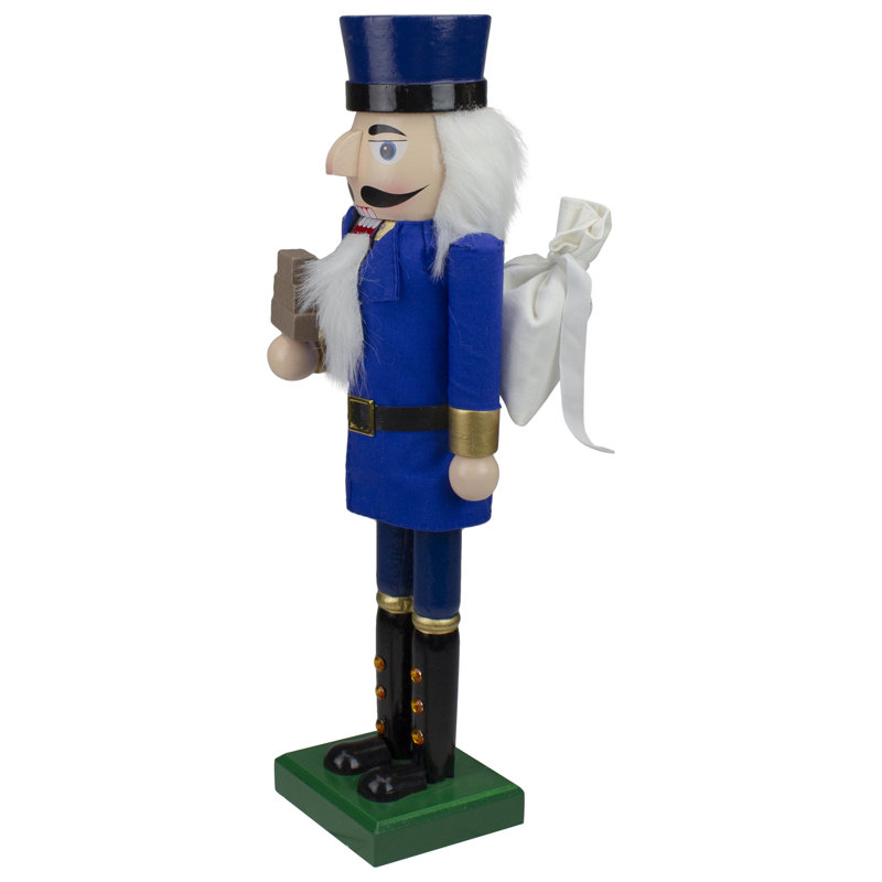 Casse-noisette de Noël en bois bleu et doré 14 po