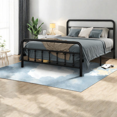 Lits en métal peu encombrants, structure noire durable avec rangement, design moderne