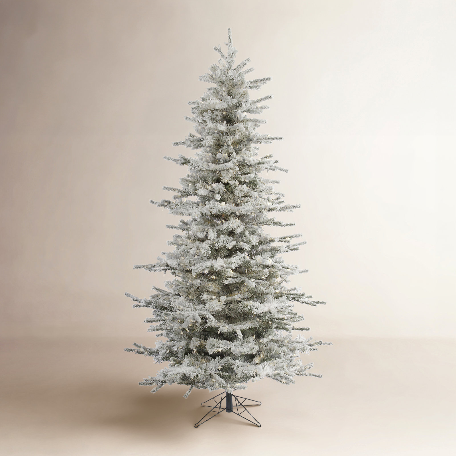 Slim Pre-Lit Flocked Fir Christmas Tree, 8.5' H