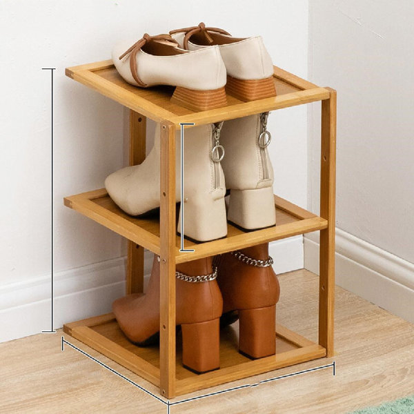 Ebern Designs 3 Pair Solid Wood Shoe Rack