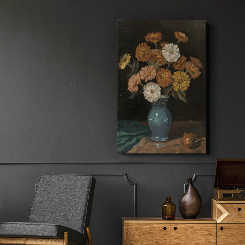 «Vintage Floral Print CCLIV», peinture sur toile encadrée, H 19 po x l 13 po