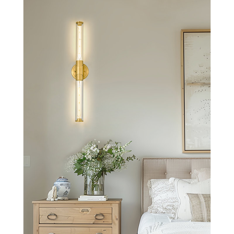 Appliques murales pour salle de bain à 2 lumières avec luminaire de salle de bain 27 po, Or brossé