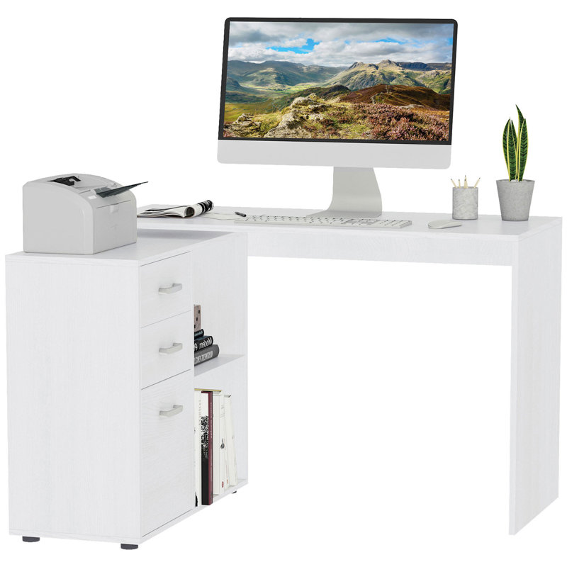 L-Shaped Writing Desk, White