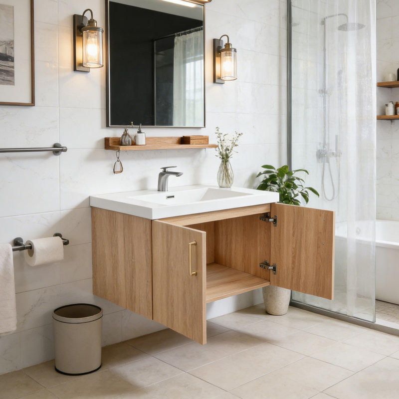 Meuble-lavabo mural moderne 30 po avec lavabo