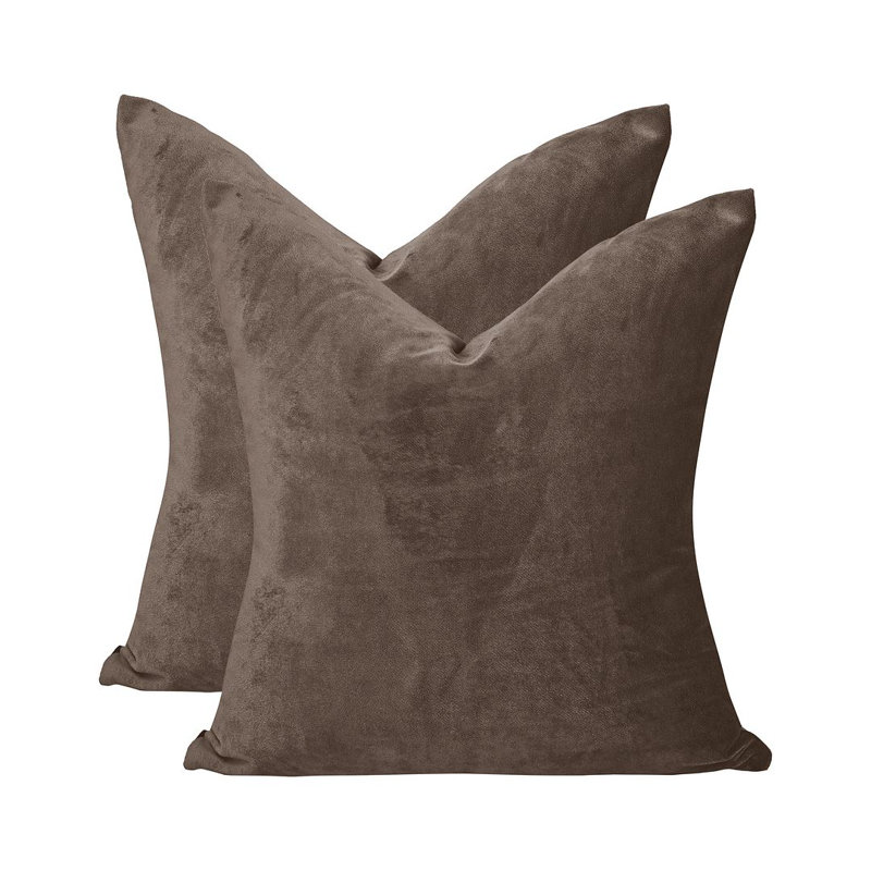 Matte Velvet Cushion Cover - 1 Pc, 46cm x 46cm, Coffee