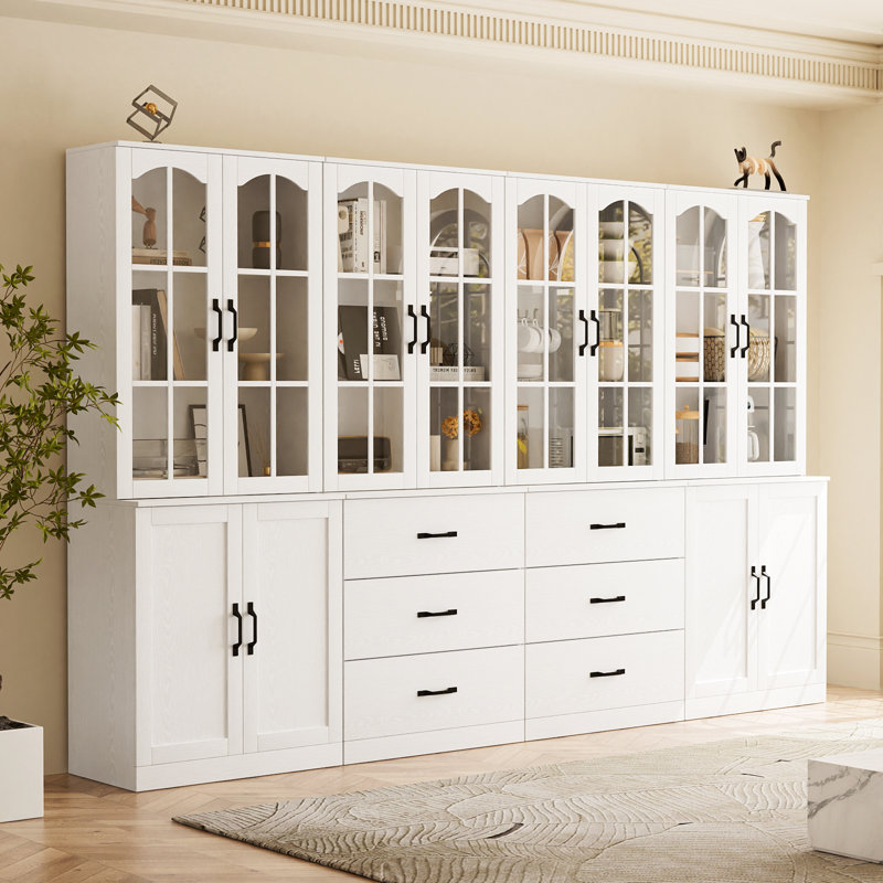 Très grande armoire de présentation 94 po avec buffet et huche de style campagnard 94 po avec tiroirs de rangement pour la cuisine, la salle à manger et le bureau personnel