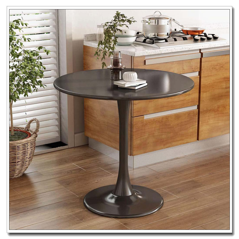 Round MDF Top Dining Table, Black, 29.1" H x 23.6" W x 23.6" D, Black