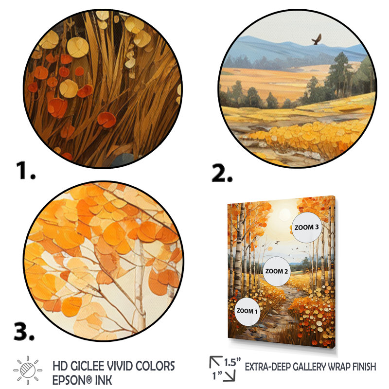 Tapisserie d'automne Cimberly Birch Woods IV, Cadre photo argenté, H 44 po x l 34 po x P 1,5 po