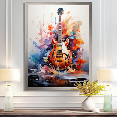 Laspisa Dry Watercolor Fire Guitare I - musique, art mural