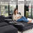 112.5 '' Wide U-Shaped Modular Comfy Cloud Upholstered Corduroy Sectional Loveseat with Ottomans, Center Console & Cup Holders-1943303982