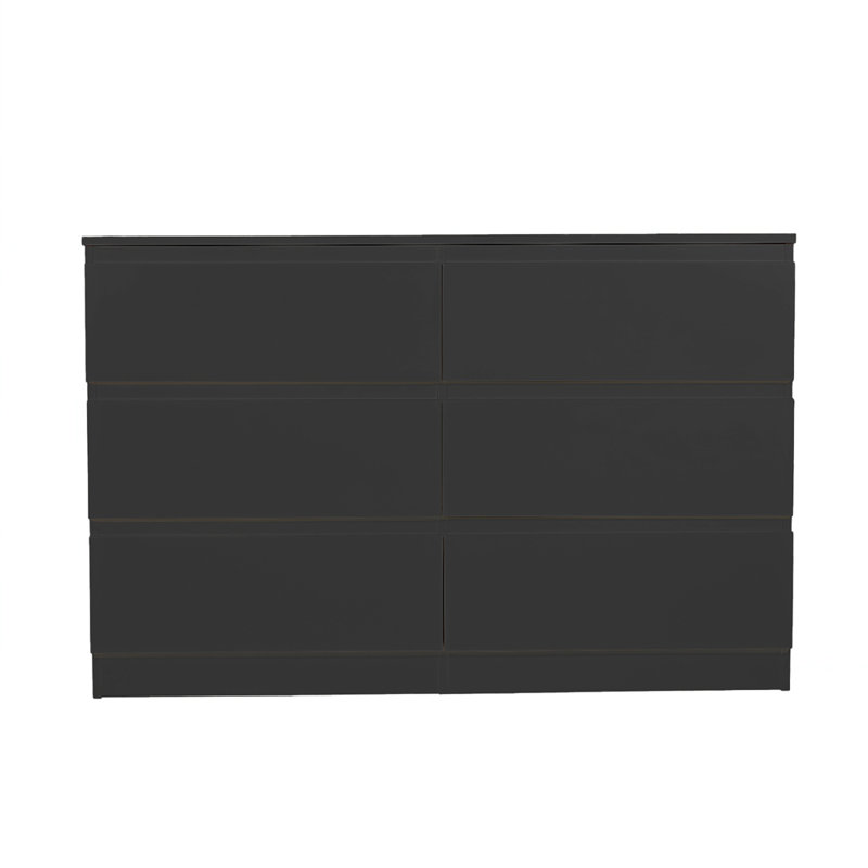 Commode 6 tiroirs avec comptoir spacieux, Noir