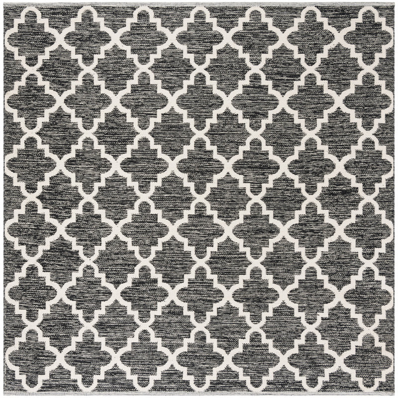 Lockbourne Hand Woven Cotton Geometric Rug, Square 6'
