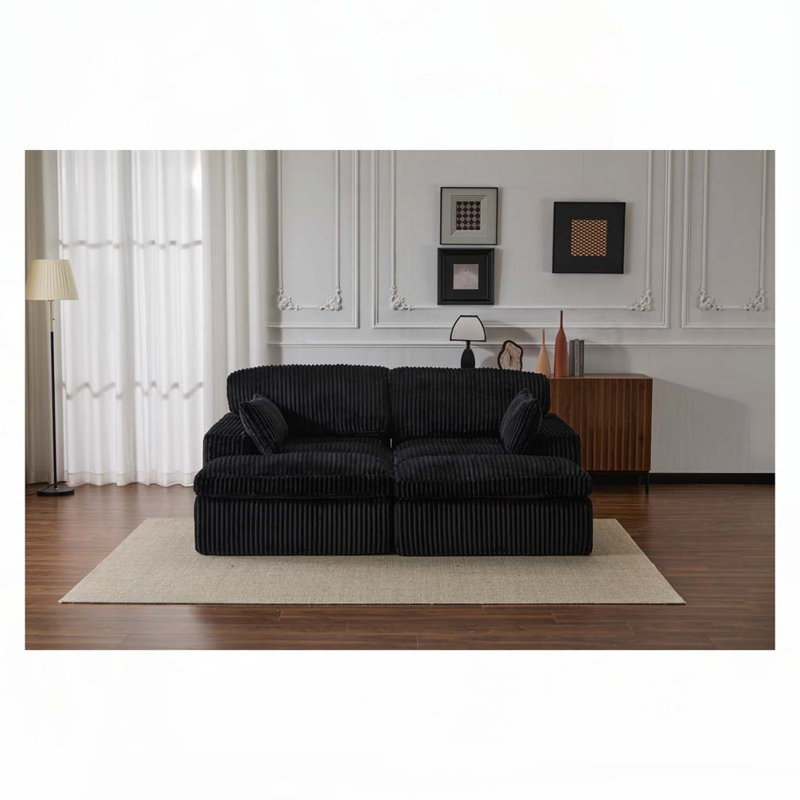 Canapé modulaire surdimensionné en tissu velours côtelé Corduroy, aucun assemblage requis, 23.62" H x 82.68" W x 57.09" D