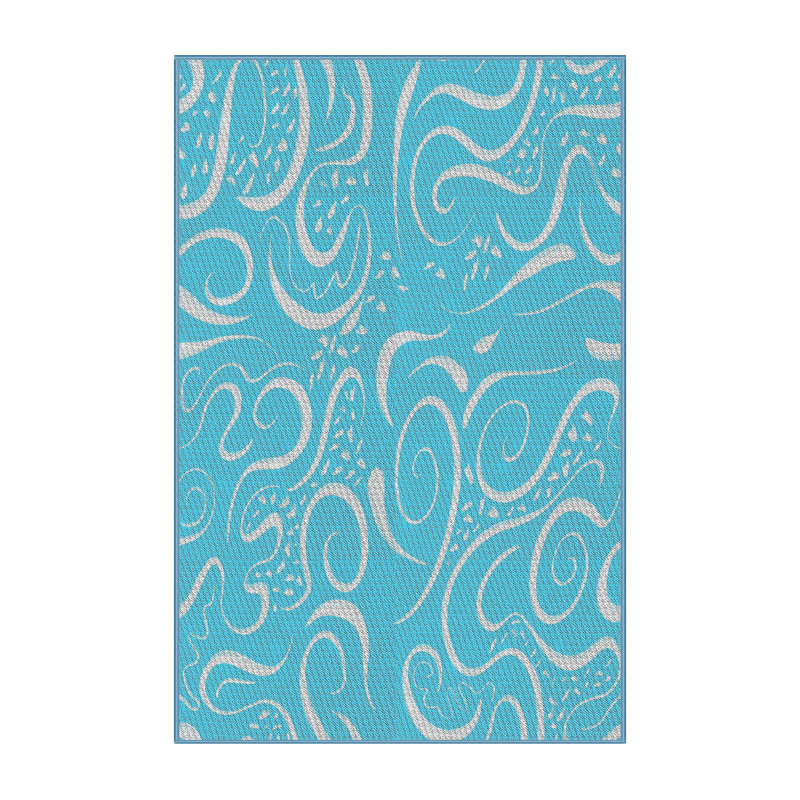 Tapis décoratif abstrait bleu, Rectangle 5 pi x 7 pi