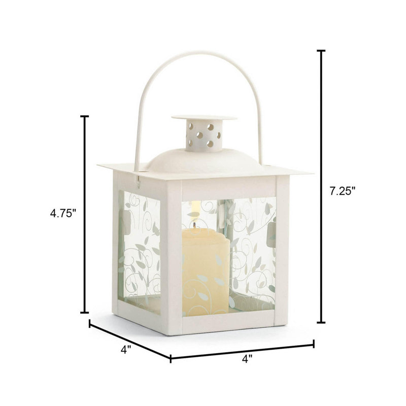 SMALL WHITE LANTERN, 4.75'' H x 4'' W x 4'' D