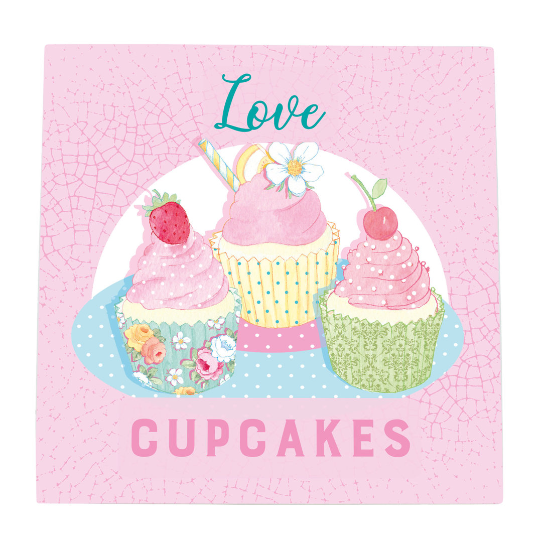 Love Cupcakes Ceramic Picture Tile Wall Décor